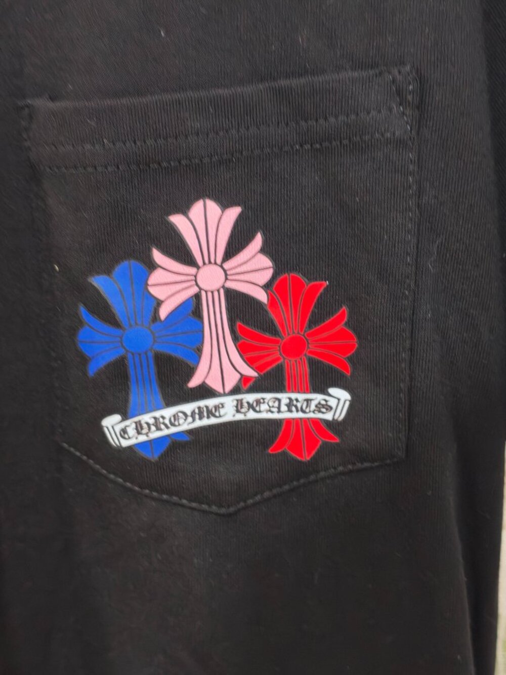 Black Chrome Hearts Multi Color Cross Pocket Tee M - Picture 2 of 10